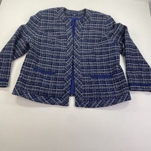 Karen Scott Women's Blue Long Sleeve Pockets  Open Front Jacket Size 22W